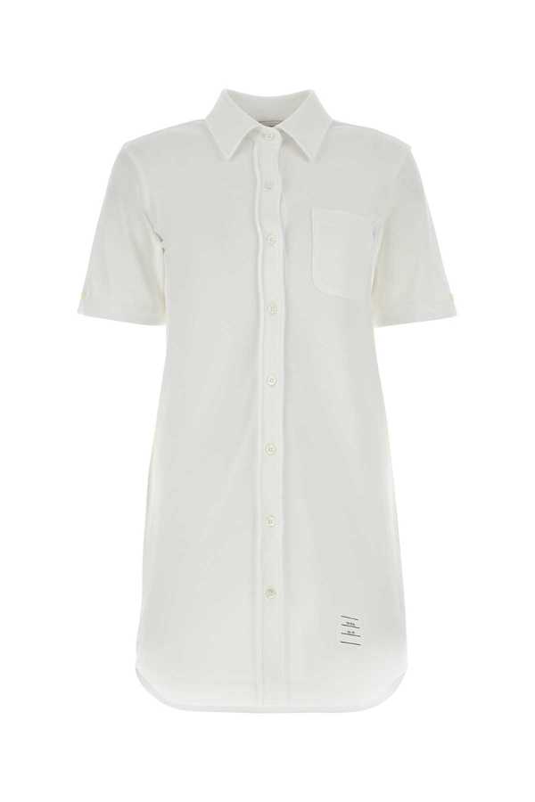 Thom Browne White Piquet Mini Shirt Dress - White | Garmentory