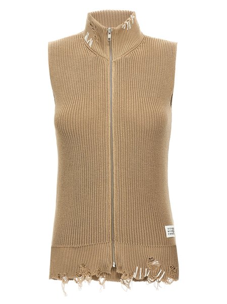 MM6 Maison Margiela Teddy Vest with Faux Fur - Beige