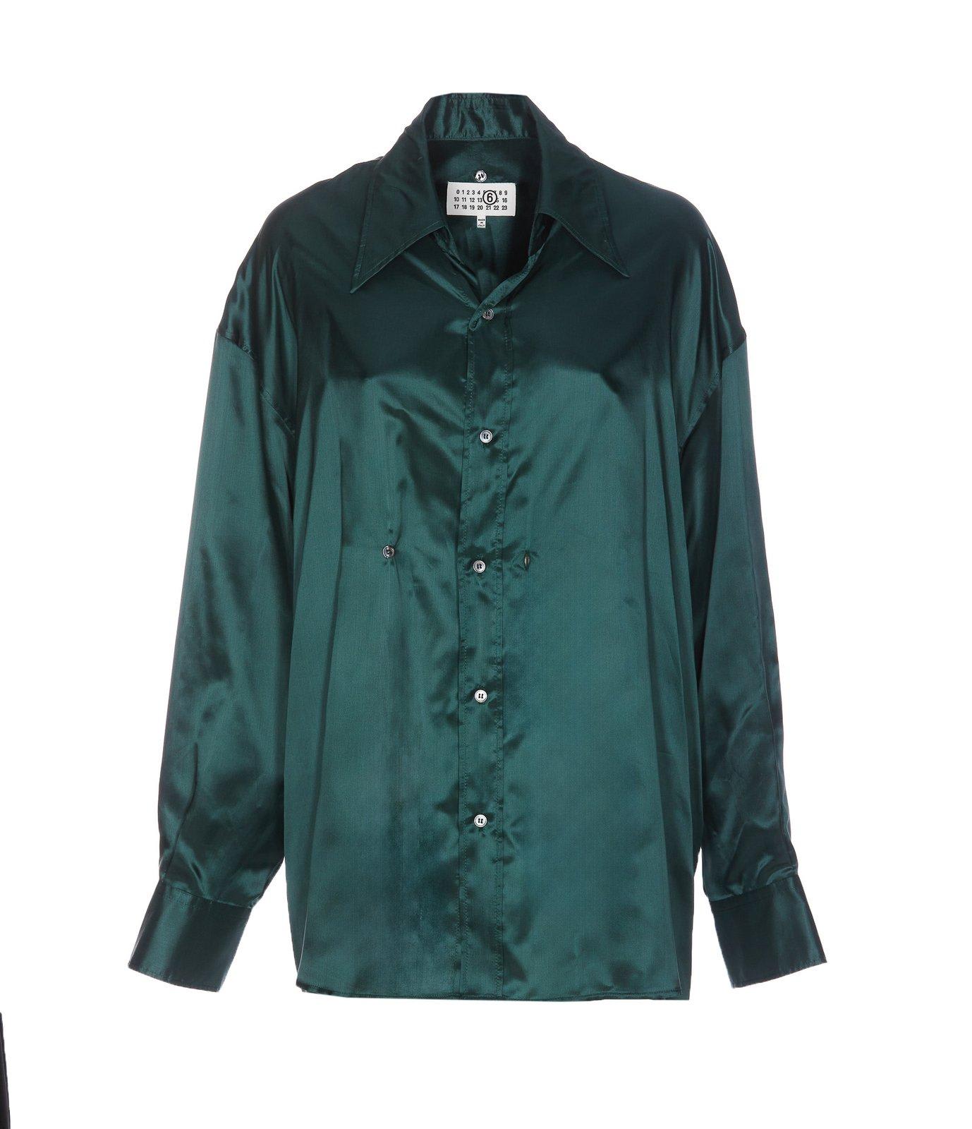green emerald velvet dress Laura Crop Satin Shirt Dark Green – blueandcream main image 0
