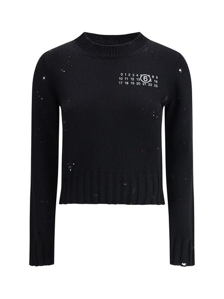 Tシャツ・カットソー MM6 MAISON MARGIELA Melange Brown Wool Blend Sweater MM6 Maison Margiela Textured crew-neck Sweater | Brown