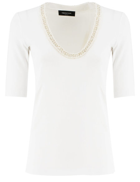 Fabiana Filippi Jersey T-shirt With All Over Embroidery - T
