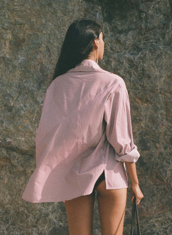 Pari Desai Leda Shirt - Burgundy Stripe