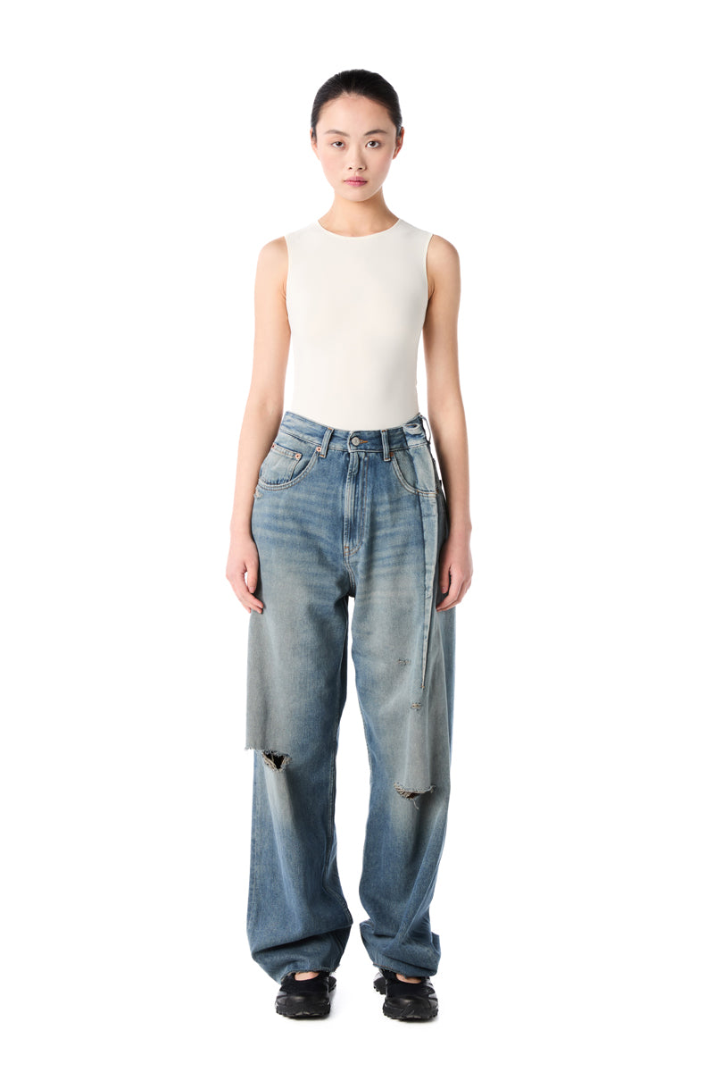 (saku)maison margiela 25ss プリーツジーンズ MM6 Maison Margiela Pleated Bootcut Jeans | Garmentory