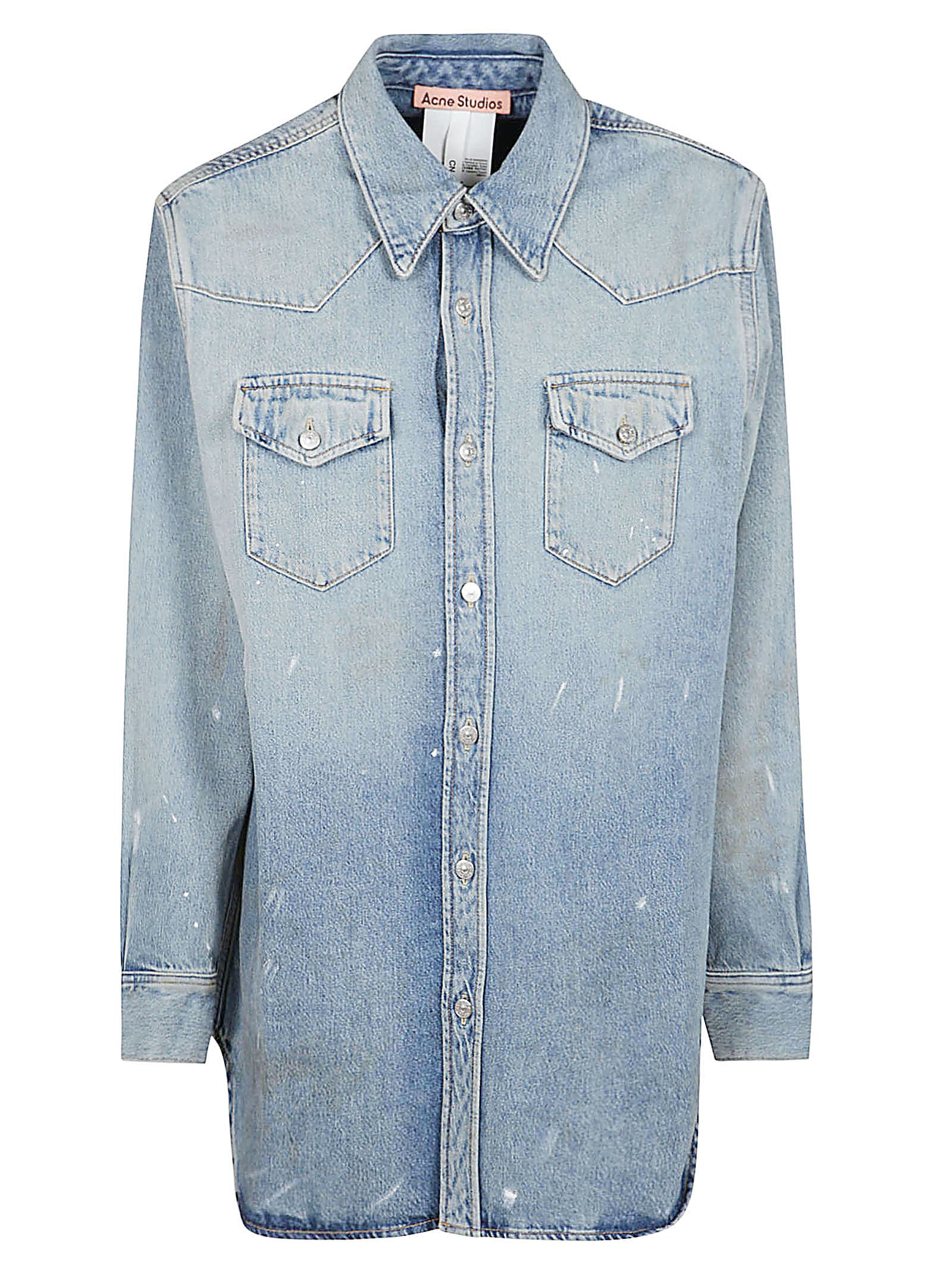 Acne Studios Oversized Vintage Effect Denim Jacket - Denim Blue 