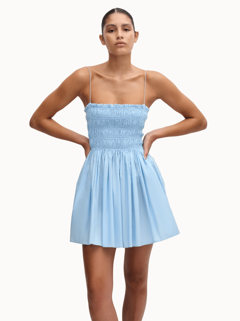Matteau Shirred Bodice Mini Dress - Sky Matteau Shirred Bodice Mini Dress - Sky