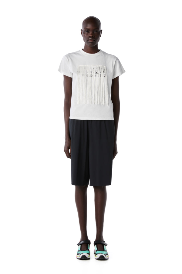 MM6 Maison Margiela Fringe Round Neck T-Shirt