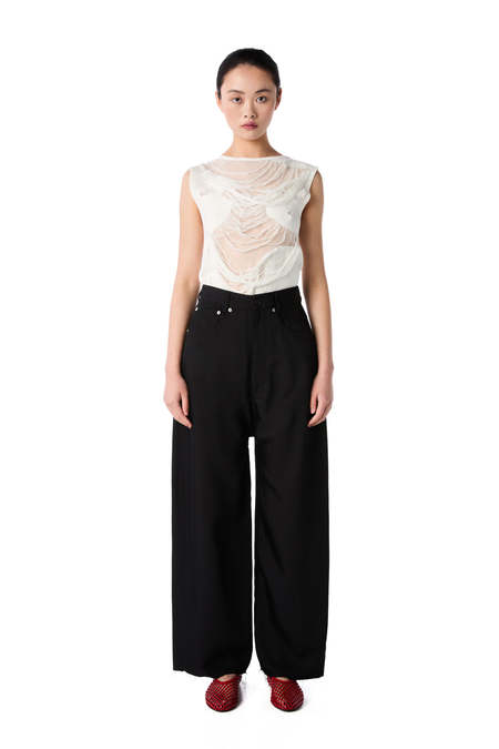パンツ MM6 MAISON MARGIELA Wool blend trousers with raw-cut edges Mm6 Maison Margiela Wool Blend Trousers With Raw-Cut Edges