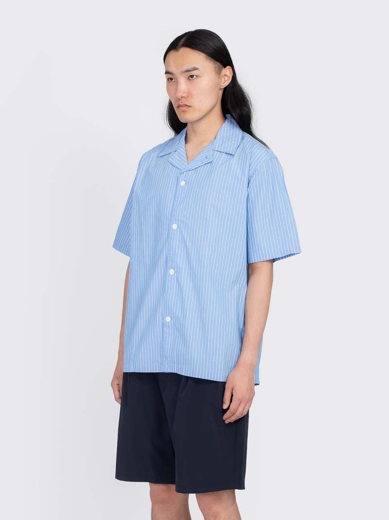 ★人気★【Norse Projects】★STRIPE SHORT SLEEVE Tシャツ★ Norse Projects Mads Poplin Stripe Short Sleeve Shirt - Navy