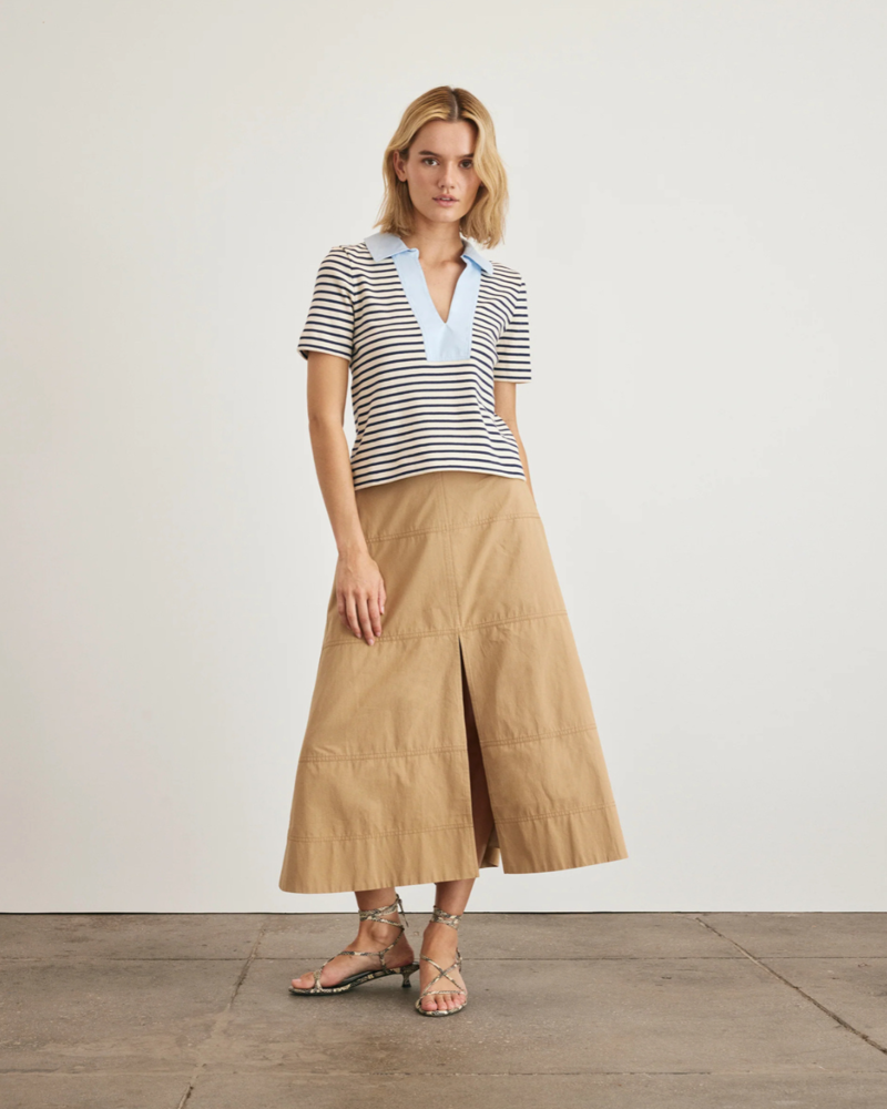 Tanya Taylor Melanie Top - Cream/ Maritime Blue Thin Stripe Tanya Taylor Melanie Top - Cream/ Maritime Blue Thin Stripe