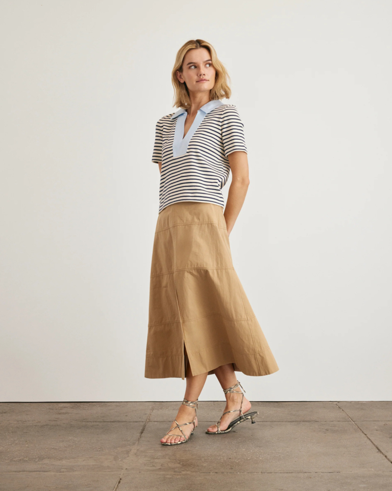 Tanya Taylor Melanie Top - Cream/ Maritime Blue Thin Stripe Tanya Taylor Melanie Top - Cream/ Maritime Blue Thin Stripe