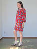 Yves Saint Laurent Pure Silk Red Floral Dress - Thumbnail 3