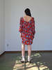 Yves Saint Laurent Pure Silk Red Floral Dress - Thumbnail 4