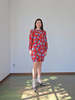 Yves Saint Laurent Pure Silk Red Floral Dress - Thumbnail 6