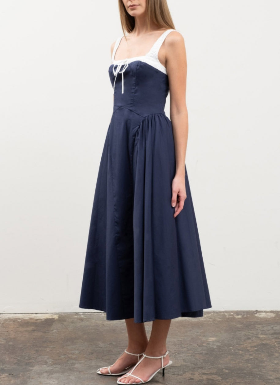 moon river navy blue dress NWT Moon River Navy Blue Textured Wrap Mini Dress, size S