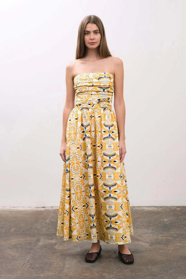 strapless ruched midi dress Kenneth Cole
