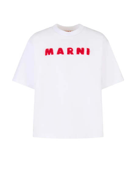 ■MARNI■ Slogan Print Short Sleeve T-Shirt Cassis HUMU0284X Marni Short Sleeve T-Shirt - Cassis | Garmentory