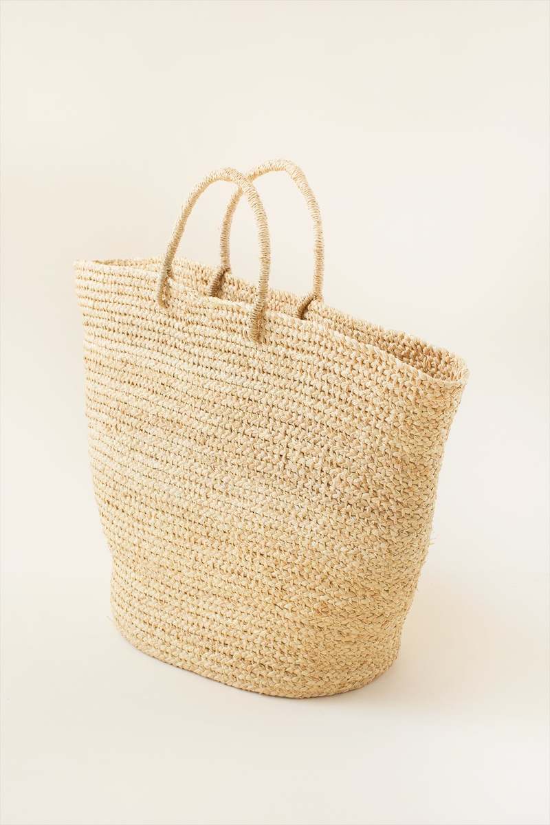 Indego Africa Braided Raffia Bag - Natural