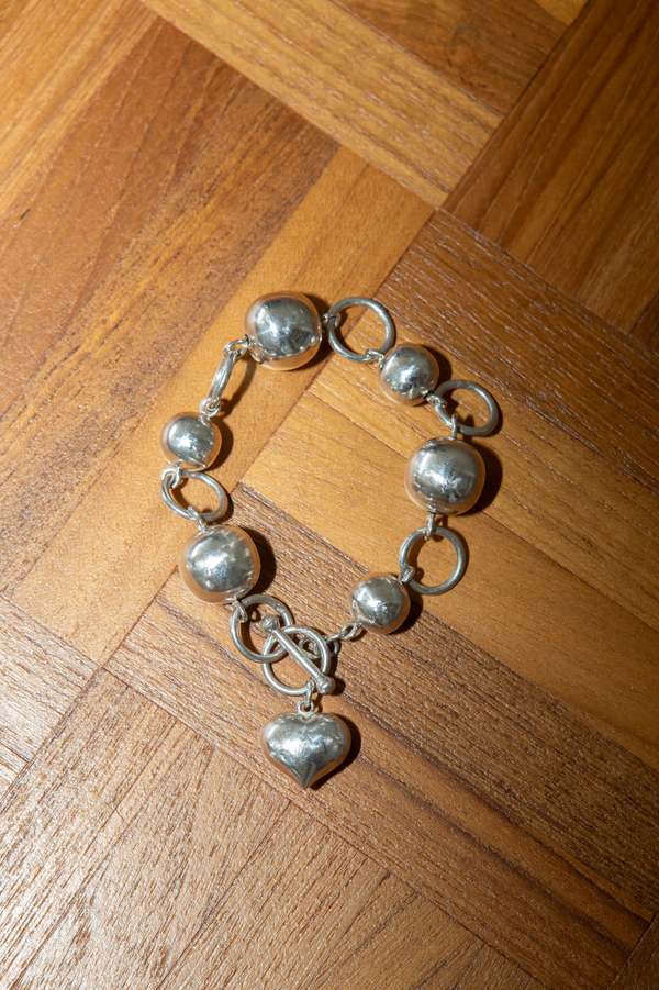 WOLF & GYPSY VINTAGE 90s Sterling Silver Ball & Heart Bracelet