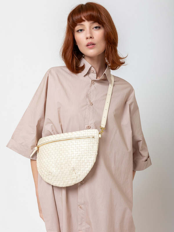 Clare V. Grande Fanny - Woven Checker - Cream