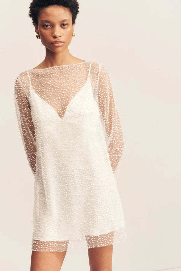 Shona Joy Iridescent Long Sleeve Mini Dress