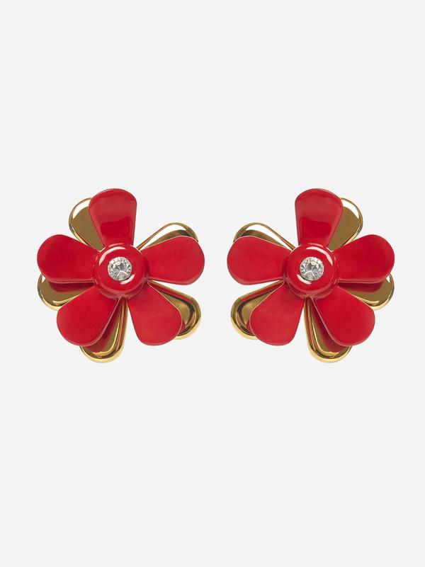 Marni Red Flower Pop Earrings - Red | Garmentory