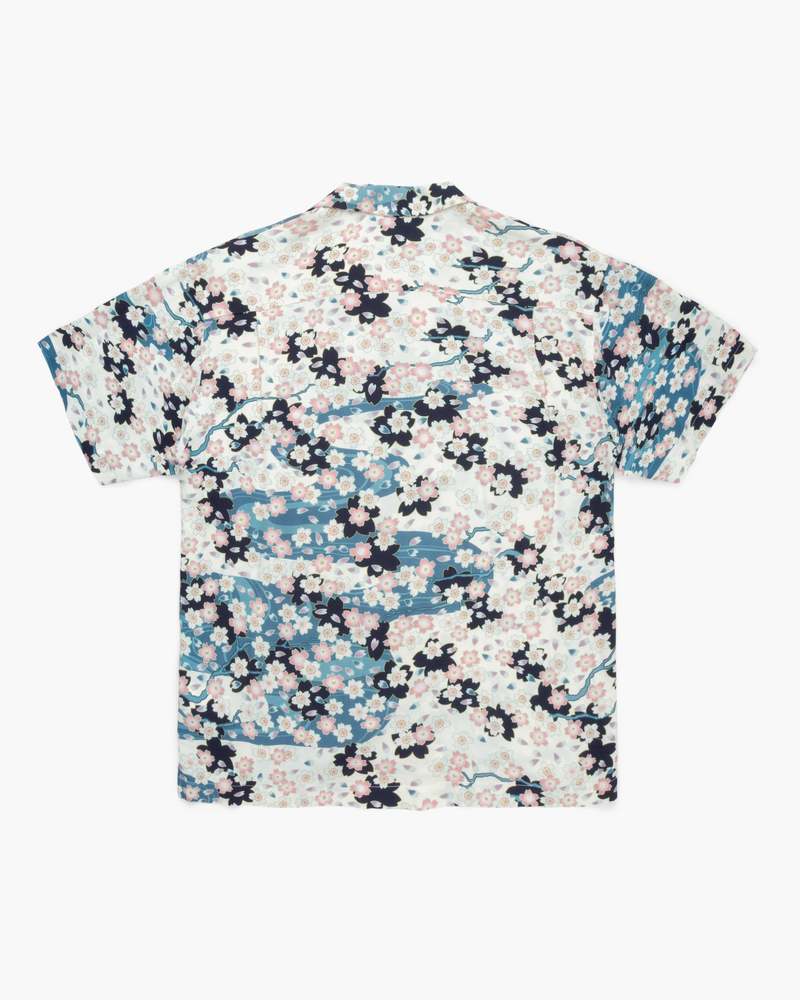 Blue Blue Japan Nagare Sakura Aloha Shirt - White Blue Blue Japan Nagare Sakura Aloha Shirt - White