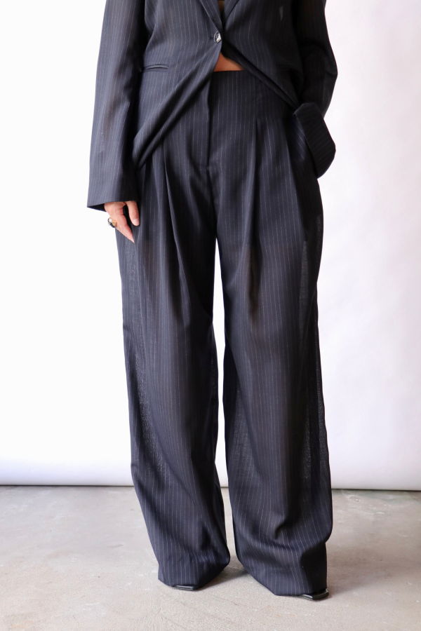 TWP Carrie's Wool Voile Trouser - Midnight/White