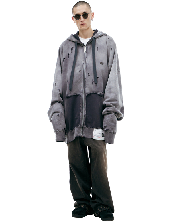 Mihara Yasuhiro Oversize Hoodie with Zipper Black on Garmentory
