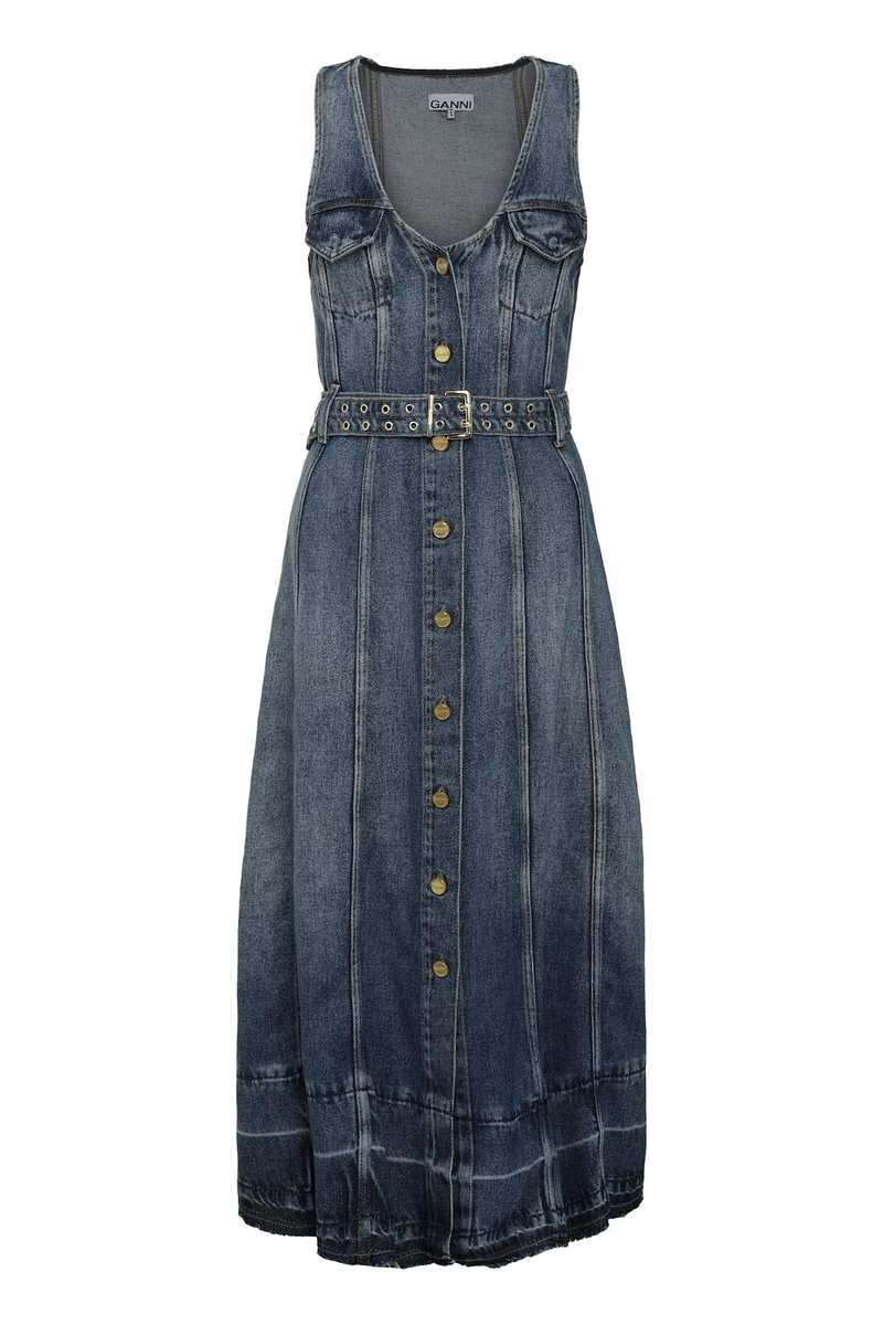 chinese dress ladies Ganni Tapestry Denim Mini Dress | Blue/Floral | Size 38
