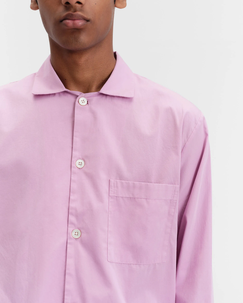 TEKLA Cotton Poplin Pyjamas Shirt - Purple Pink