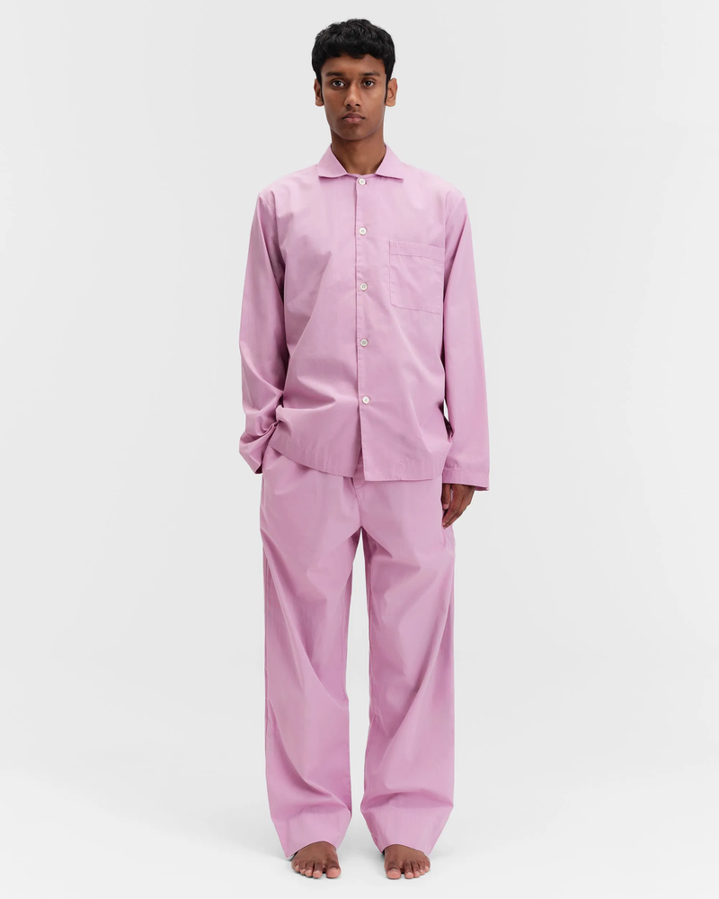 TEKLA Cotton Poplin Pyjamas Shirt - Purple Pink