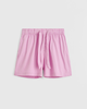 TEKLA Cotton Poplin Pyjamas Shorts - Purple Pink Stripes - Thumbnail 1