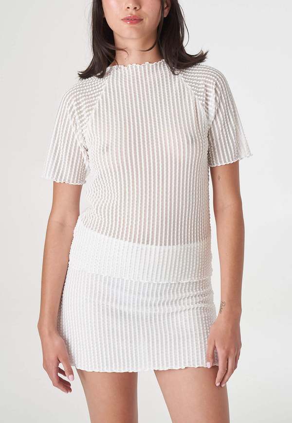 Find Me Now Addison Seersucker Raglan Mockneck Top