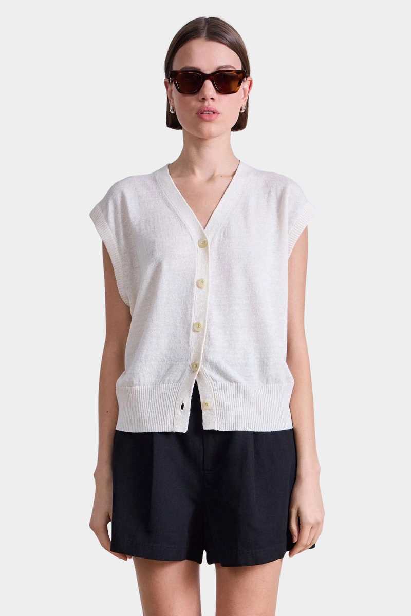 Apiece Apart Fine Weight Cropped Vest - Cream