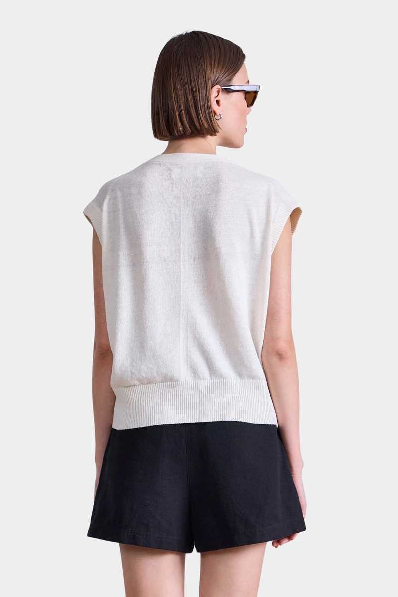 Apiece Apart Fine Weight Cropped Vest - Cream