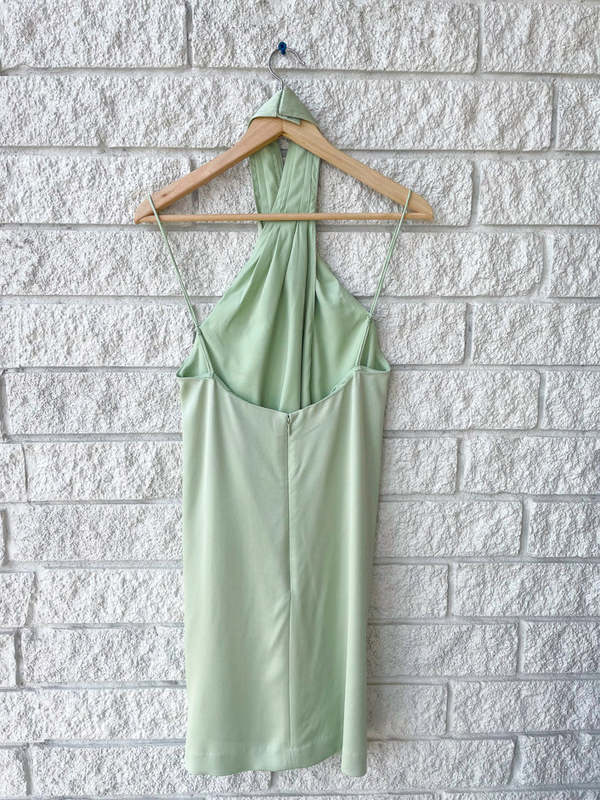 green emerald velvet dress 3.1 Phillip Lim Side-Tie Puff Sleeve Midi Dress Green Poplin Size 8 –  Celebrity Owned main image 1