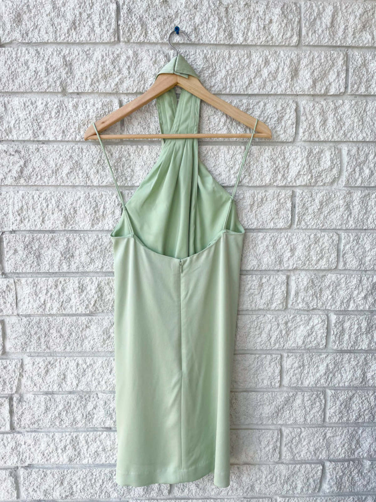 3.1 Phillip Lim CREPE BACK SATIN TWISTED HALTER NECK DRESS - Pistachio |  Garmentory