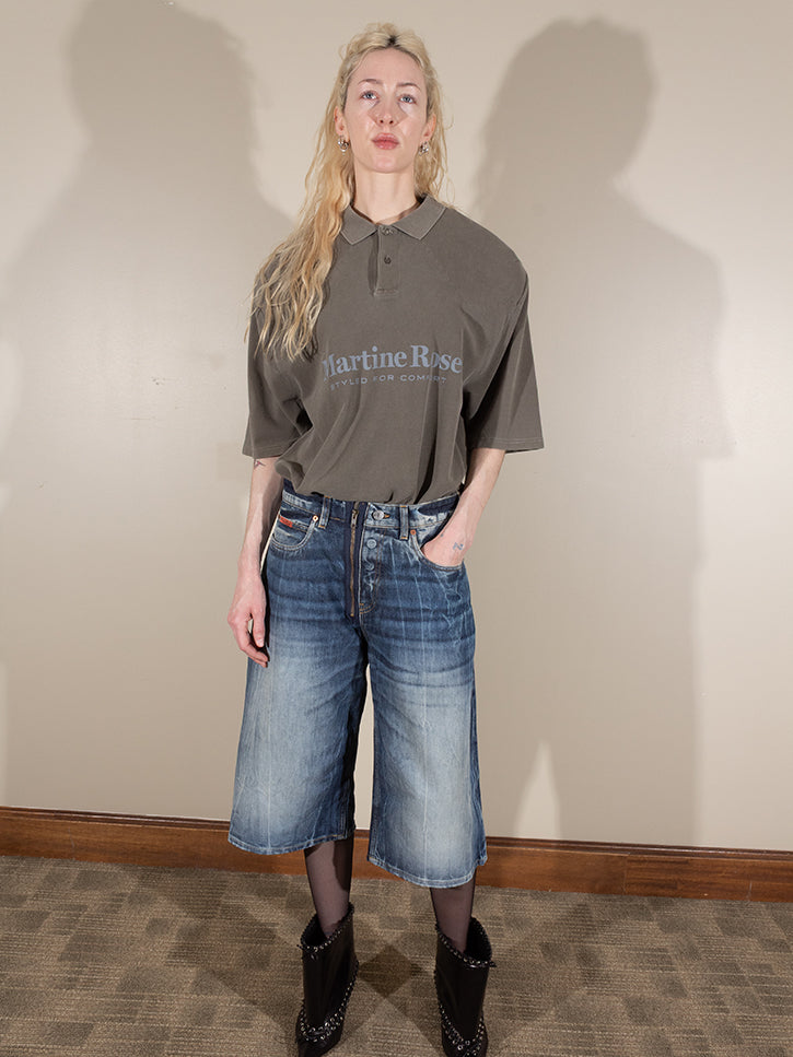 25ss Martine Rose パワーショルダーポロシャツ Martine Rose Stretched Polo Shirt in Blue | SVD USA