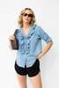 Vintage Ruffled Denim Blouse - Thumbnail 1