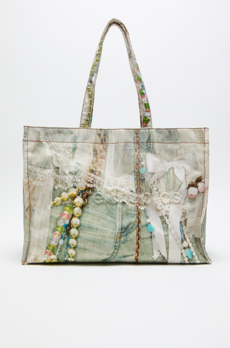 Acne Studios Printed Tote Bag - White/Green | Garmentory