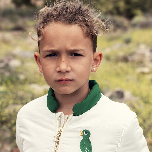 KIDS Mini Rodini Light Padded Jacket Embroidered Birds - Cream KIDS Mini Rodini Light Padded Jacket Embroidered Birds - Cream