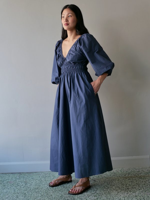 Matteau Shirred Plunge Dress - dusk on Garmentory