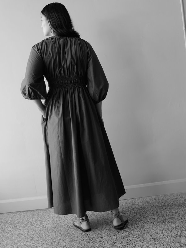 Matteau Shirred Plunge Dress - dusk | Garmentory