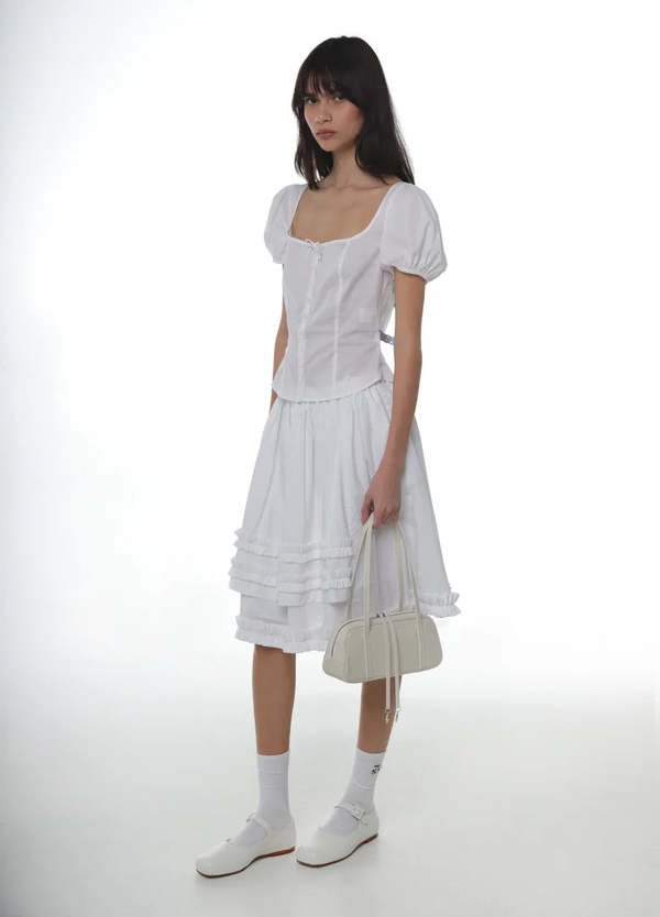 SANDY LIANG HENRI SKIRT バレエコア フリルスカート Sandy Liang Henri Skirt - White | Garmentory