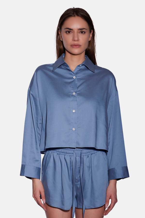The Tile Club Gansett Poplin Crop Shirt