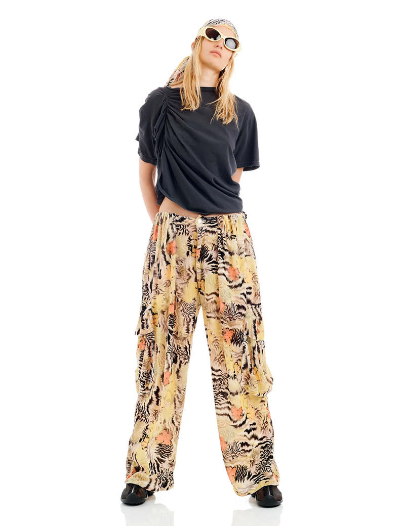 Collina Strada Zebra Floral Pleated Cargo Pant