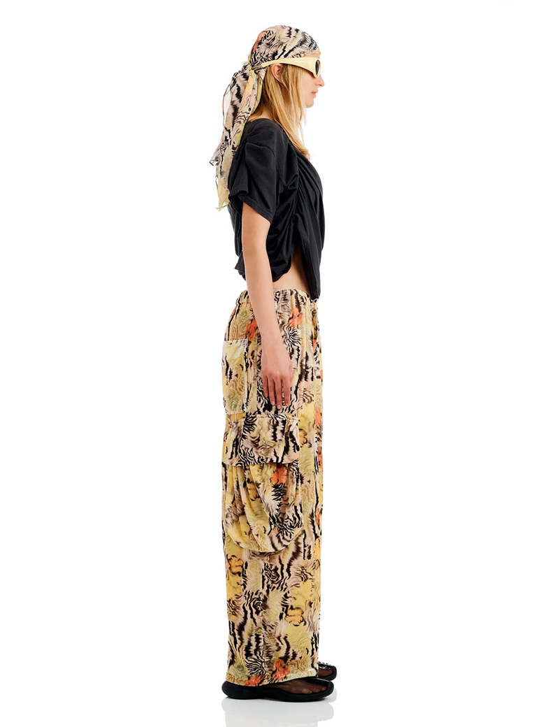 Collina Strada Zebra Floral Pleated Cargo Pant