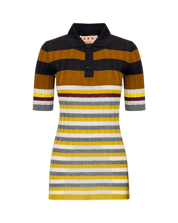 Marni Short Sleeve Polo Neck Top - Yellow