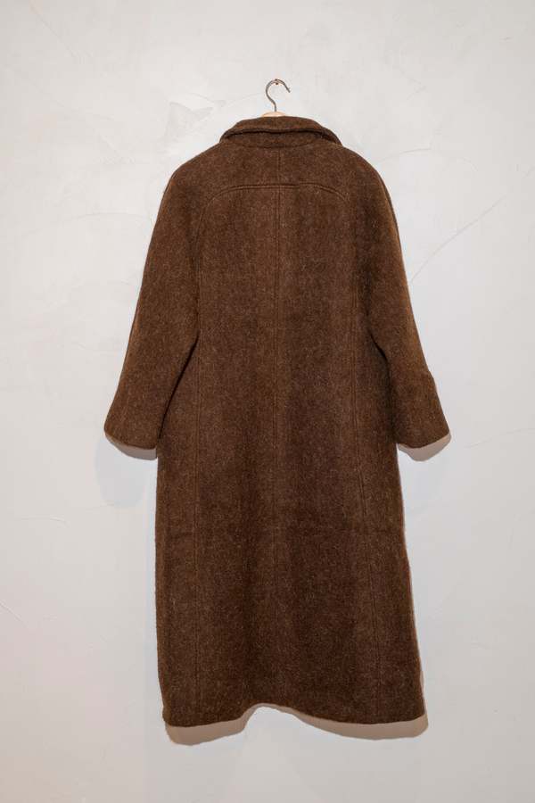 CAWLEY STUDIO Portuguese Long Hair Wool Annie Coat - Chocolate