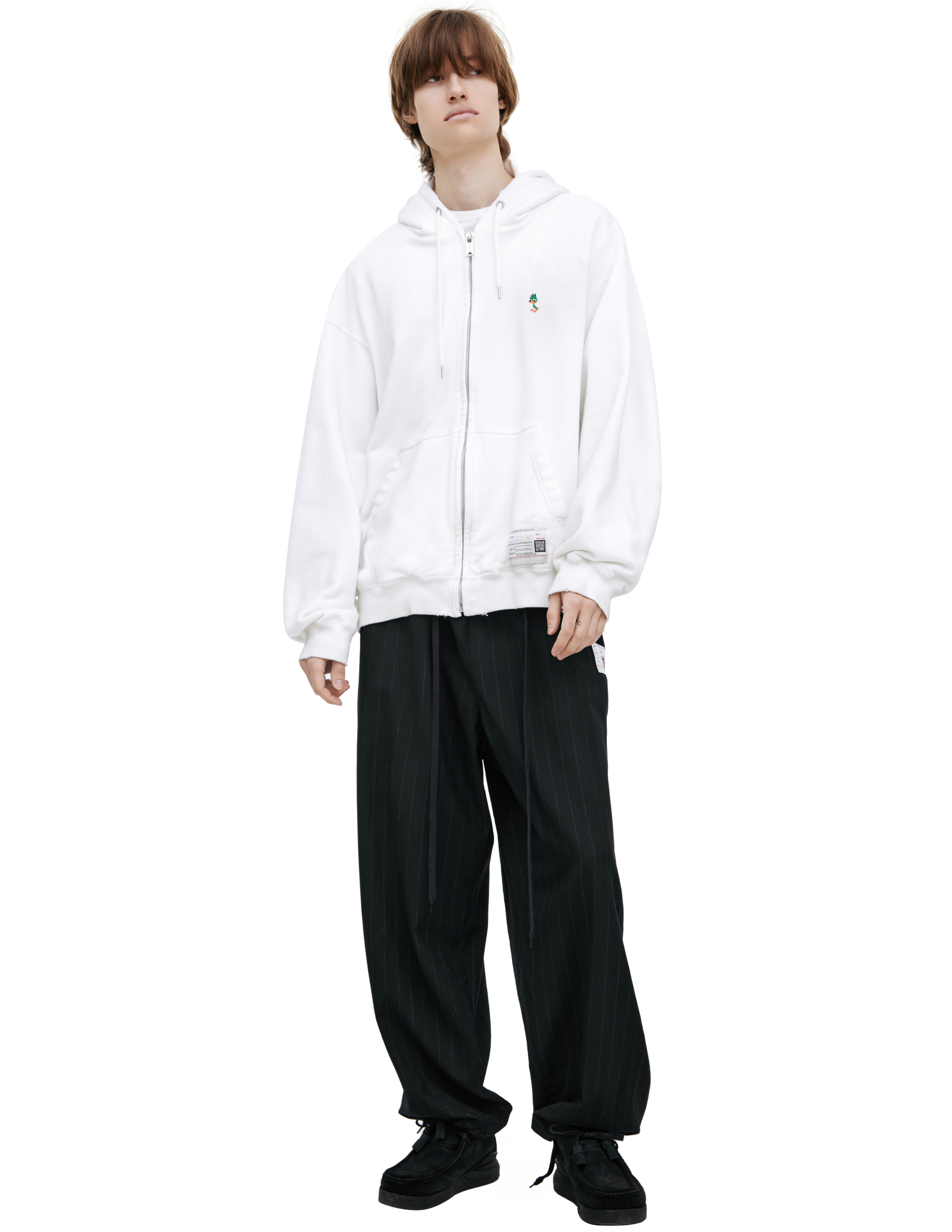 MIHARA YASUHIRO|HOOD/ZIP-UP (A12HD672 WHITE) Mihara Yasuhiro Zippered Hoodie - White | Garmentory